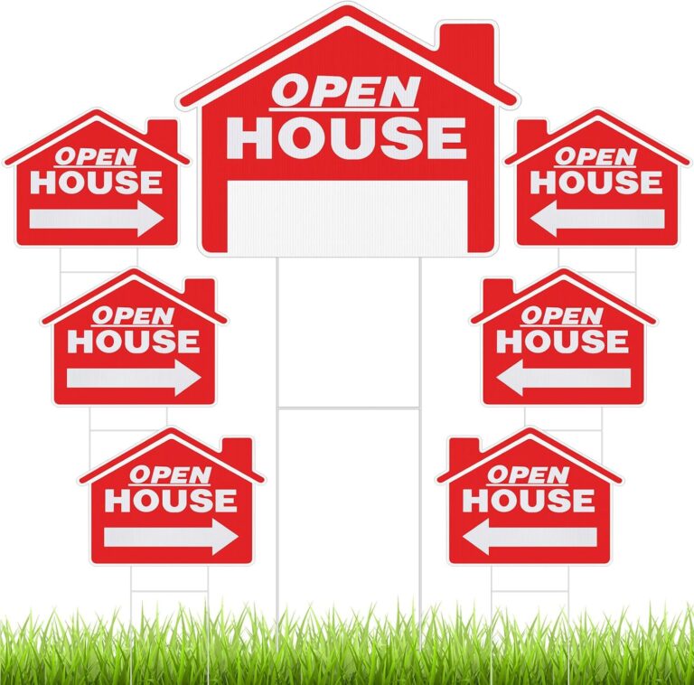 1741278590 71SwrYPtTzL. AC SL1500 Pinkunn 7 Pcs Open House Signs for Real Estate 18 x 14 Inch Double Sided Estate Property Yard Sale Signs Heavy Duty Open House Flag with Arrows for Real Agent Supplies(Red) Edu Expertise Hub Real Estate