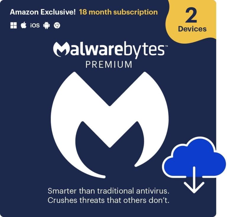 1741386680 51ar4vgTBCL. AC SL1060 Malwarebytes Premium | Amazon Exclusive | 18 Months, 2 Devices | Windows, Mac OS, Android, Apple iOS, Chrome [Online Code] Edu Expertise Hub Software