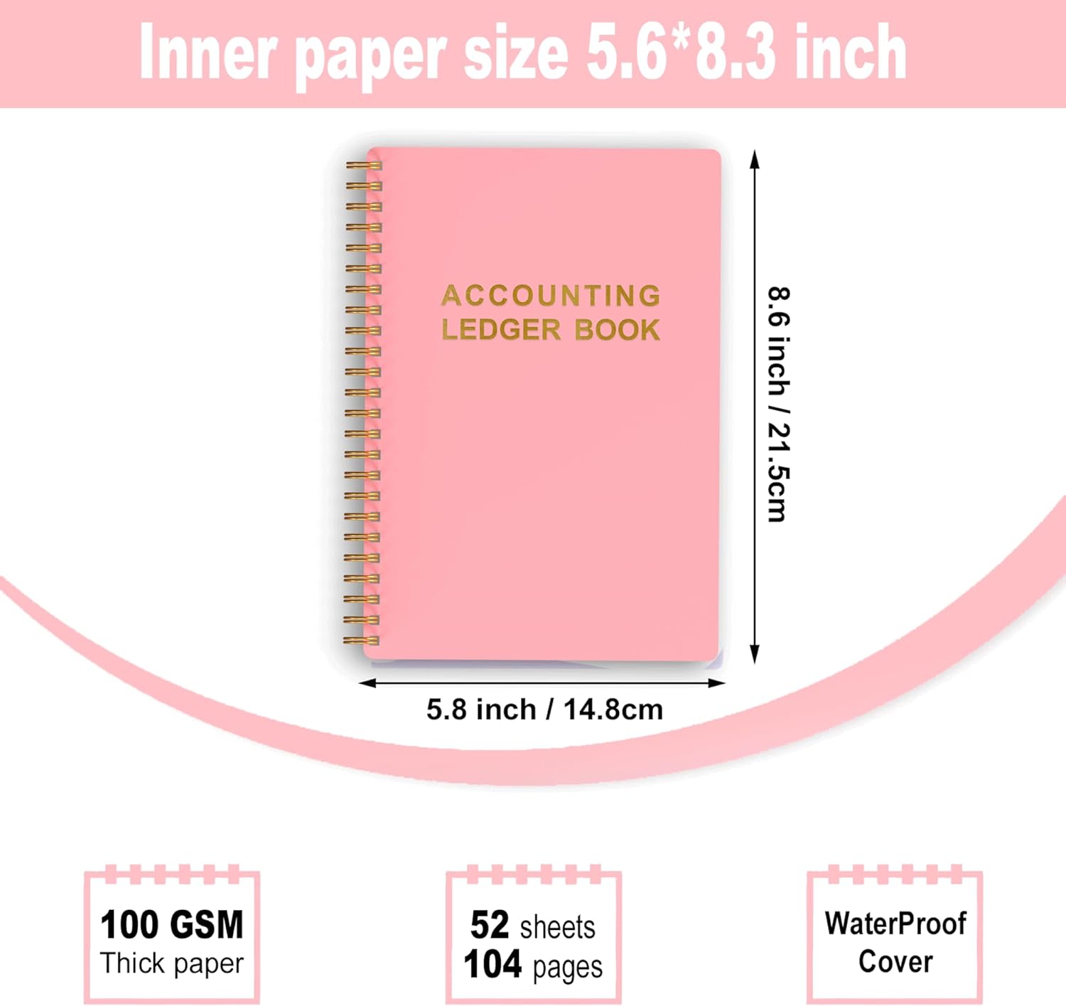 61lWRPSTWAL. AC SL1500 Accounting Ledger Book - A5 Check Register for Small Businesses & Personal Use, Account Book for Tracking Money, Expenses, Deposits & Balance, 5.8" x 8.6" (Pink) Edu Expertise Hub Accounting