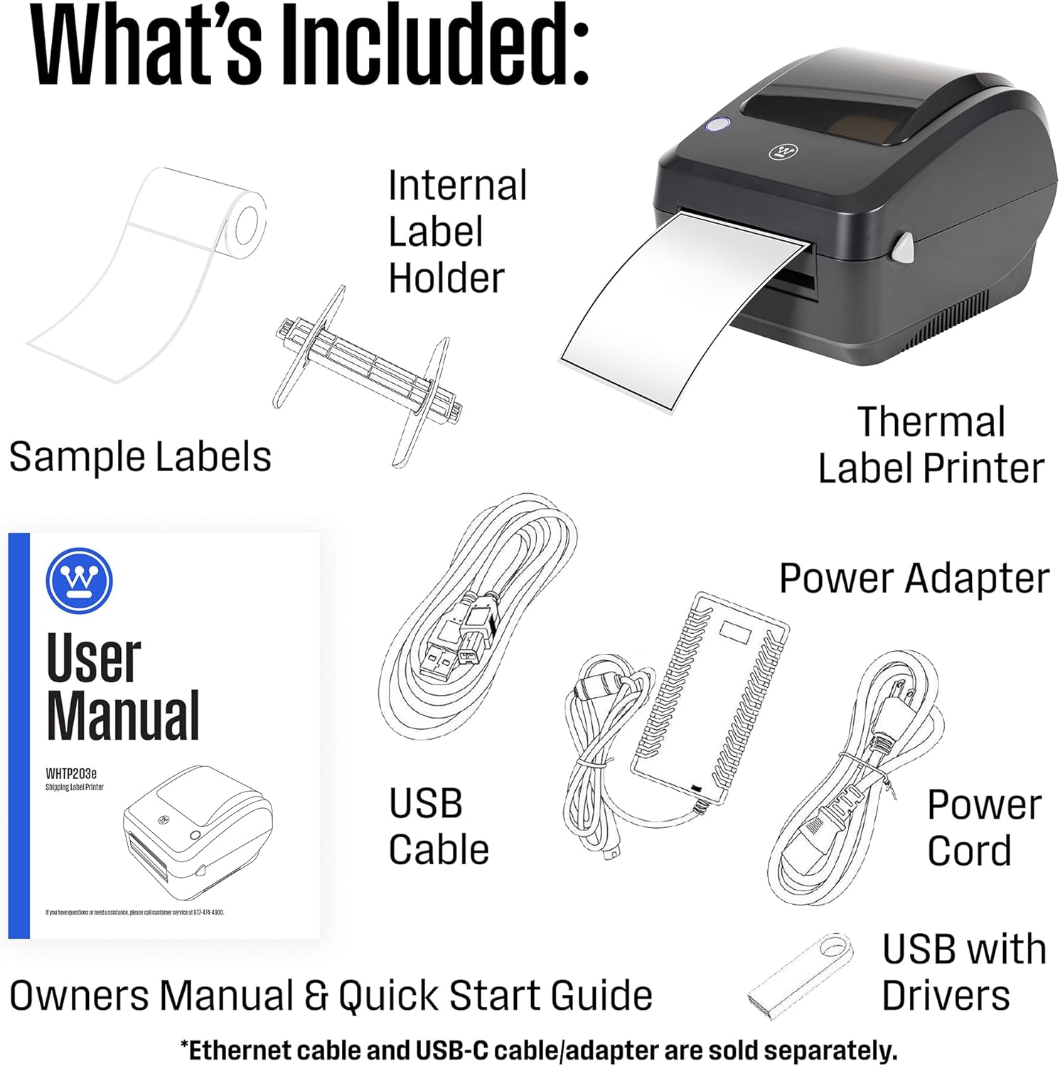 713RXHVgf+L. AC SL1500 Westinghouse Direct Thermal Label Printer USB, Commercial Grade, Compatible with USPS, UPS, FedEx, Ebay, Shopify, Amazon, & More, Desktop Label Printer for Packages, Includes Sample 4x6 Labels Edu Expertise Hub eBay