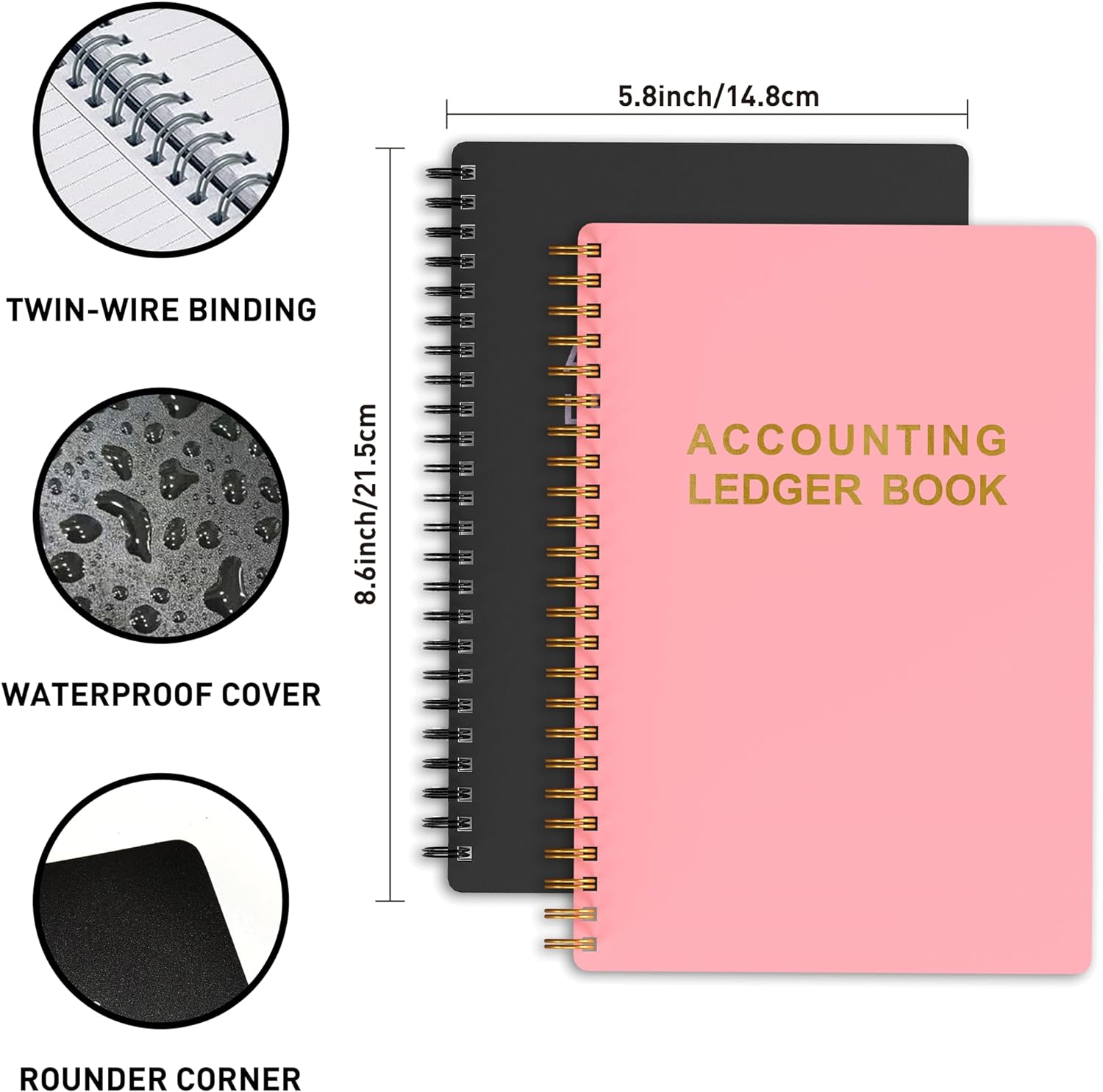 719SnTLGsRL. AC SL1500 Accounting Ledger Book - A5 Check Register for Small Businesses & Personal Use, Account Book for Tracking Money, Expenses, Deposits & Balance, 5.8" x 8.6" (Pink) Edu Expertise Hub Accounting