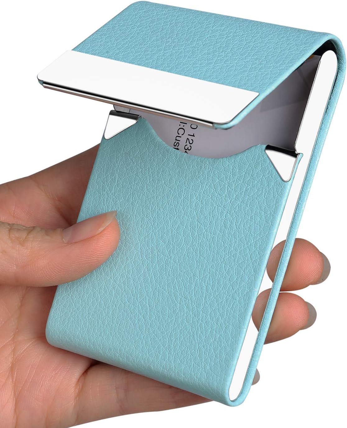 71r27MHg7jL. AC SL1500 JuneLsy Professional Business Card Holder Case PU Leather Metal Name Card Holder Pocket Business Card Carrier for Men & Women with Magnetic Shut (Light Blue-y) Edu Expertise Hub Women & Business