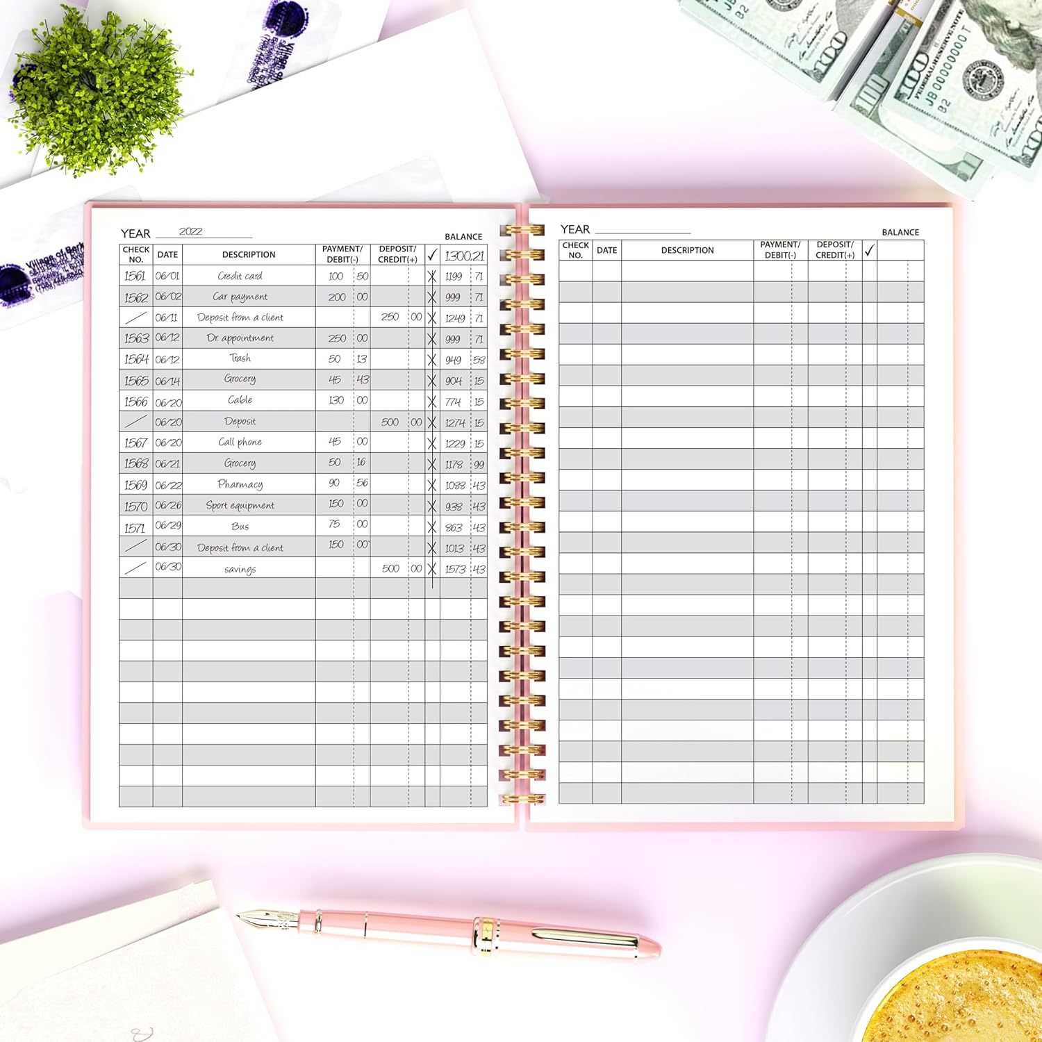 818WkJ1cP6L. AC SL1500 Accounting Ledger Book - A5 Check Register for Small Businesses & Personal Use, Account Book for Tracking Money, Expenses, Deposits & Balance, 5.8" x 8.6" (Pink) Edu Expertise Hub Accounting