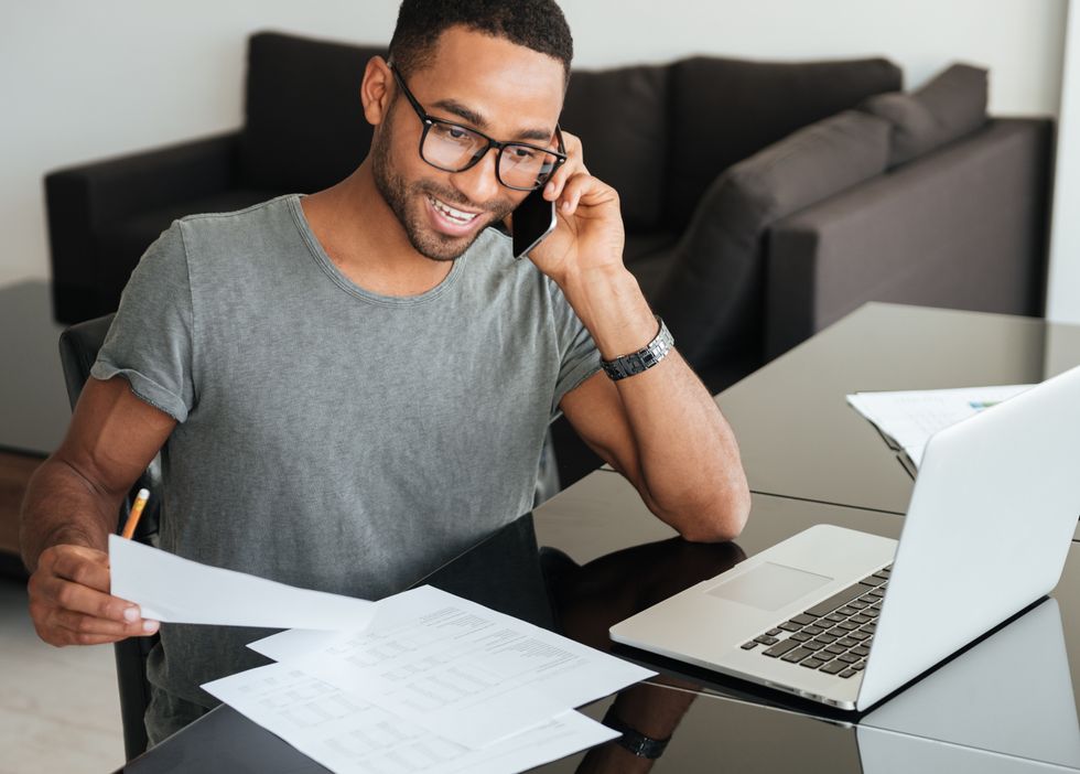 Job seeker acing phone interview