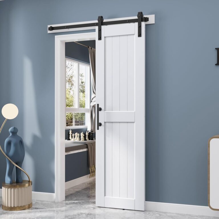 1744850362 6110cnwcONL. AC SL1500 EaseLife 24in x 84in Sliding Barn Door with 4 FT Barn Door Hardware Track Kit Included,Solid LVL Wood Slab Covered with Water-Proof & Scratch-Resistant PVC Surface,DIY Assembly,Easy Install,White Edu Expertise Hub Hardware & DIY