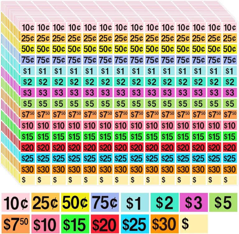 1745933027 812asqrYn9L. AC SL1500 5460 Pcs Garage Sale Stickers, 1/2" X 3/4" Yard Sale Price Stickers Price Tags Stickers Rectangle Preprinted Price Labels for Fle Market Sale Edu Expertise Hub Marketing & Sales