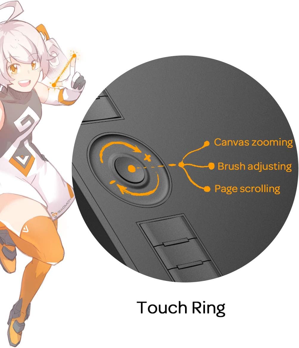 61Yk9nN0bGL. AC SL1200 GAOMON M10K Drawing Tablet, 10x6 inch Large Graphics Tablet with Touch Ring, 8192 Levels Battery-Free Stylus, 10 Hot Keys, Art Tablet for Design, Writing, Editing, Work with Mac, Windows, Android Edu Expertise Hub Graphics & Design