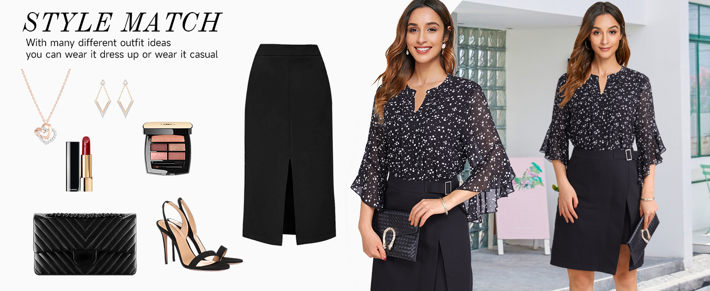 Timeson Women 3/4 Sleeve Tops Dressy Casual Business Work Blouses Chiffon Office Shirts