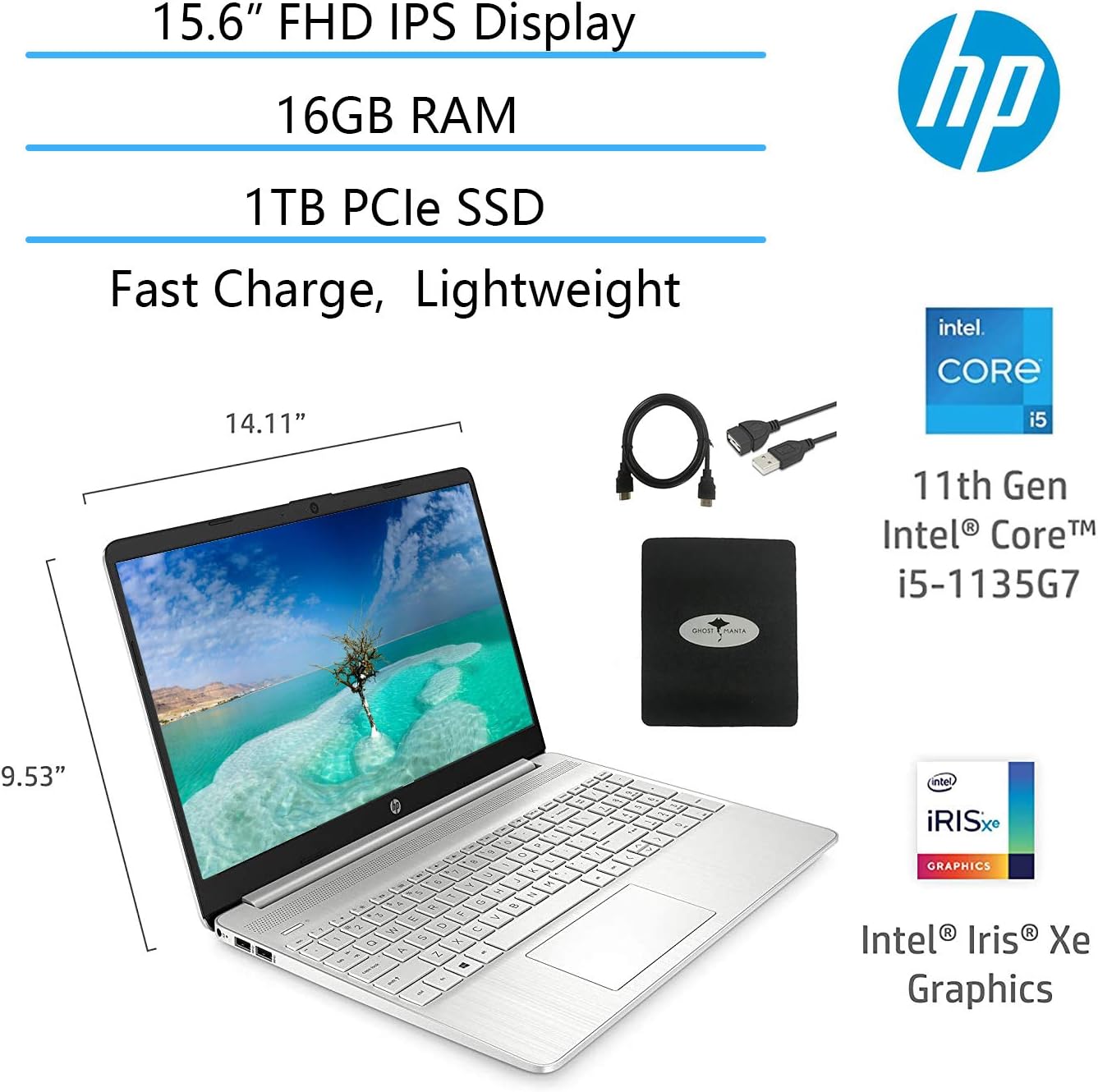 714tHb9iKrL. AC SL1438 HP 15.6 FHD IPS Flagship Laptop Computer, 11th Gen Intel 4-Core i5-1135G7(Up to 4.2GHz, Beat i7-1060G7), 16GB RAM, 1TB PCIe SSD, Iris Xe Graphics, Bluetooth, HDMI, WiFi, Win11, w/GM Accessories Edu Expertise Hub Web Development & Design laptops desktops