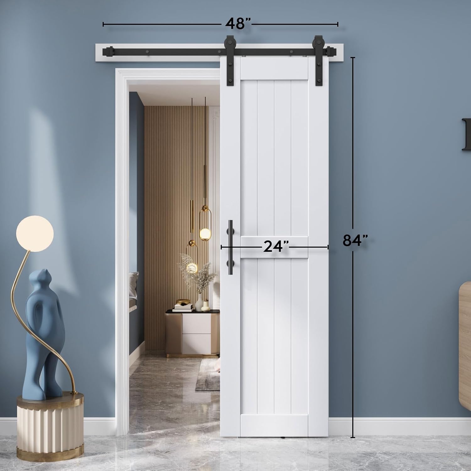 719sznLHyzL. AC SL1500 EaseLife 24in x 84in Sliding Barn Door with 4 FT Barn Door Hardware Track Kit Included,Solid LVL Wood Slab Covered with Water-Proof & Scratch-Resistant PVC Surface,DIY Assembly,Easy Install,White Edu Expertise Hub Hardware & DIY