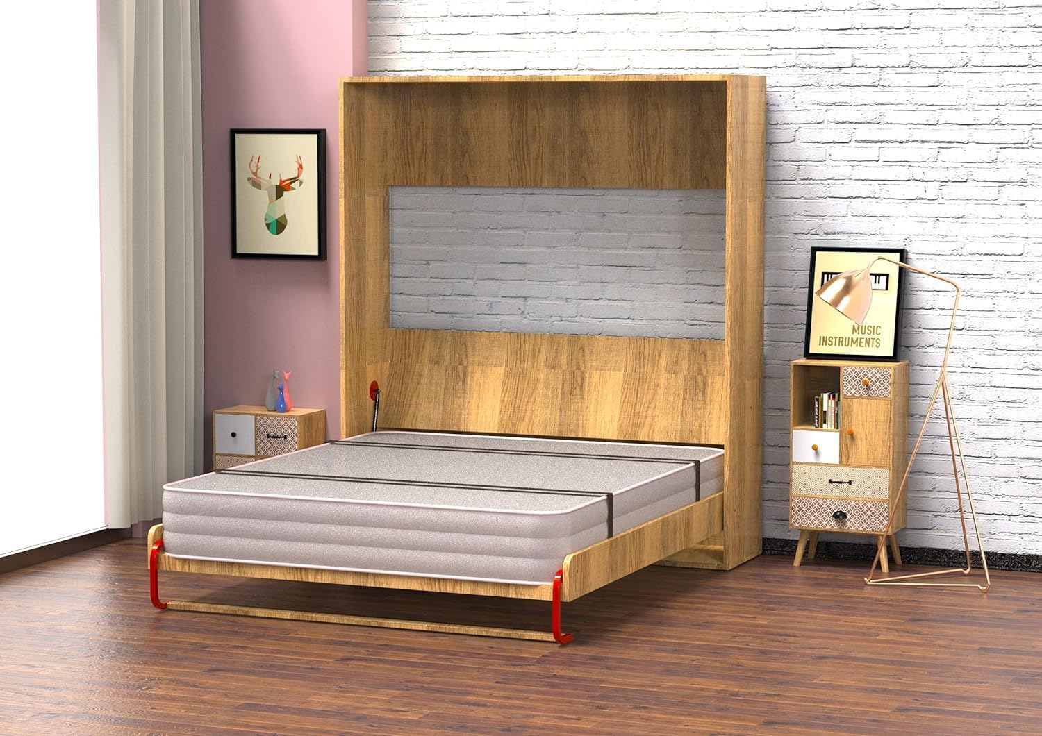 71DRgr1tzZL. AC SL1500 Style-（Vertical） Suitable Mattress Size （Narrow Twin- Twin-Twin XL）,Create A Luxurious Bed Murphy Bed Hardware Kit, Hover in Mid Air Hydraulic Rod Gas Spring System Edu Expertise Hub Hardware & DIY