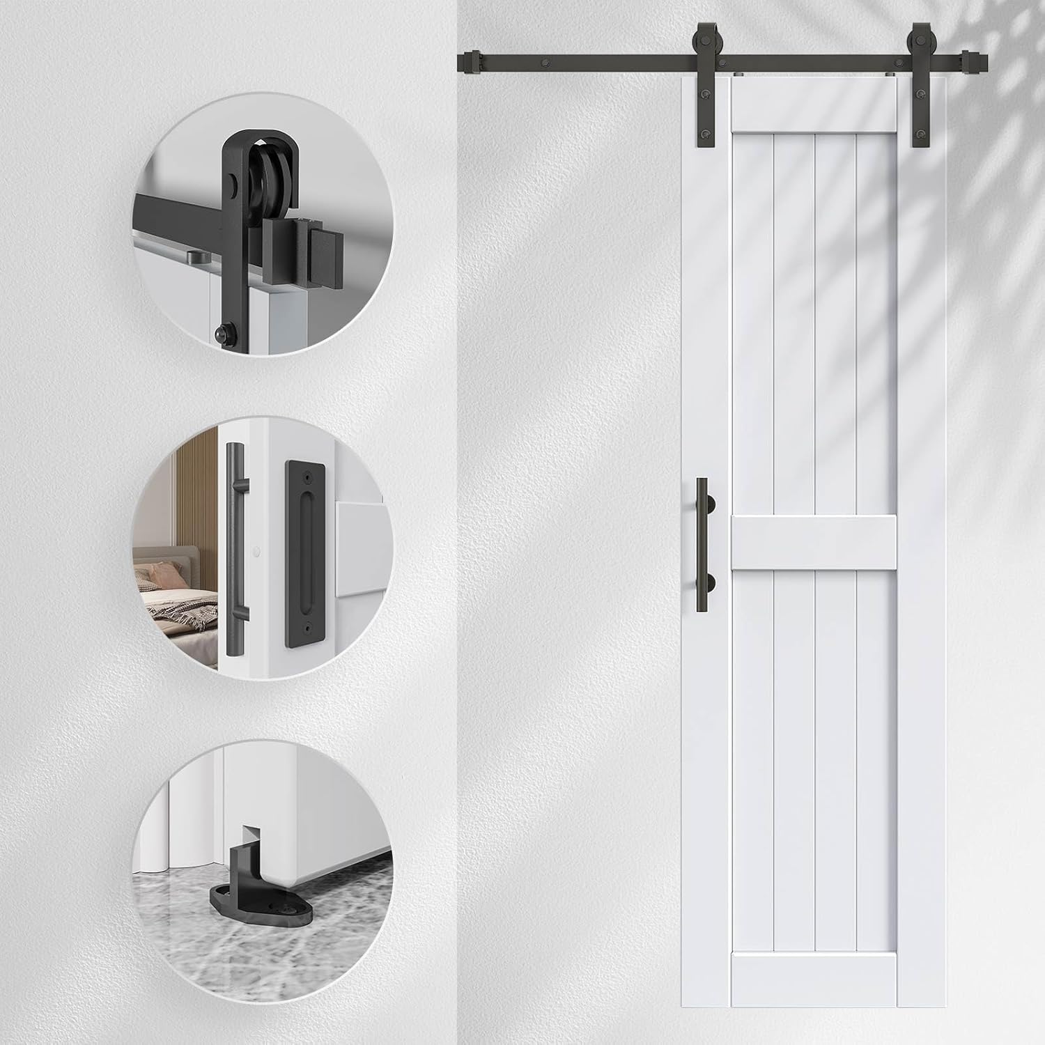 71PtFIPWm L. AC SL1500 EaseLife 24in x 84in Sliding Barn Door with 4 FT Barn Door Hardware Track Kit Included,Solid LVL Wood Slab Covered with Water-Proof & Scratch-Resistant PVC Surface,DIY Assembly,Easy Install,White Edu Expertise Hub Hardware & DIY