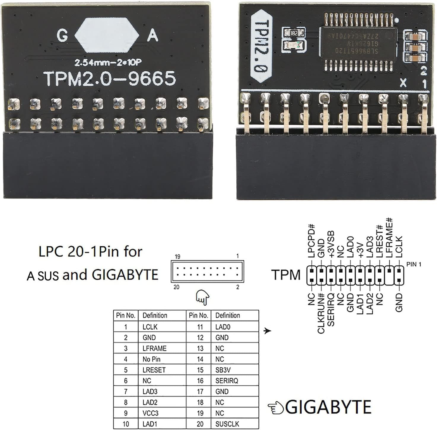71upHbY7V0L. AC SL1500 Replacement TPM2.0 Encryption Security Module, 20Pin 2 10P Standalone Crypto Processor TPM 2.0 Module, 20Pin TPM2.0 Module, for Win11 for Gigabyte Platform Protection Module for A Edu Expertise Hub Security & Encryption