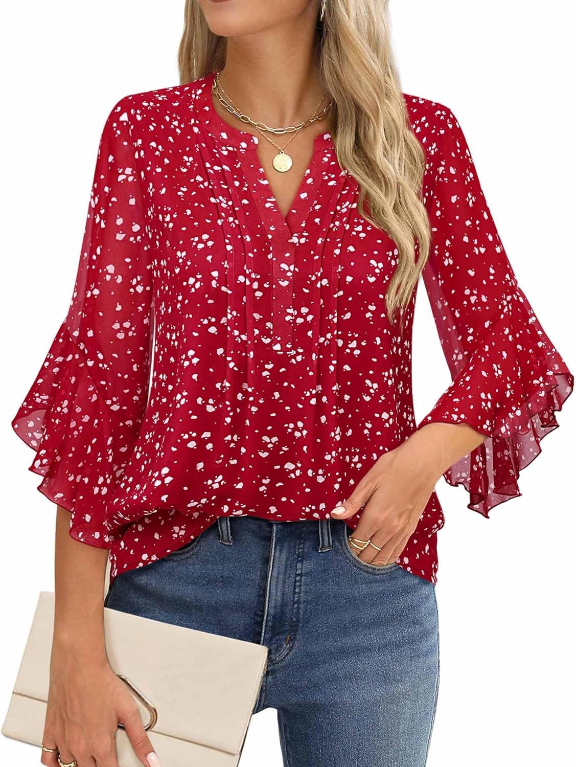 816Qu6XXFzL. AC SL1500 Timeson Women's 3/4 Sleeve Tops Dressy Casual Business Work Blouses Chiffon Office Shirts Edu Expertise Hub Women & Business