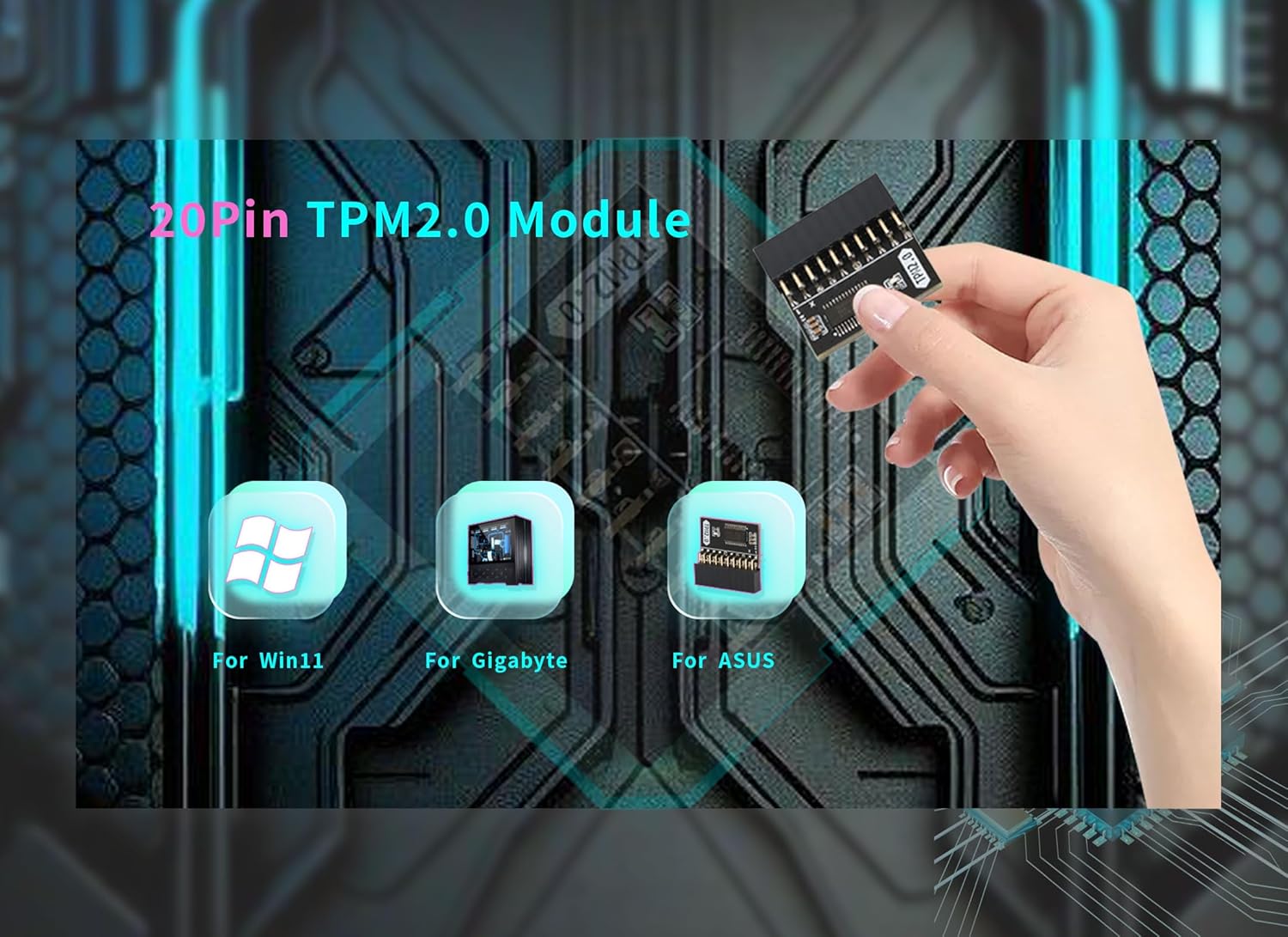 Replacement TPM2.0 Encryption Security Module, 20Pin 2 10P Standalone Crypto Processor TPM 2.0 Module, 20Pin TPM2.0 Module, for Win11 for Gigabyte Platform Protection Module for A Edu Expertise Hub Security & Encryption
