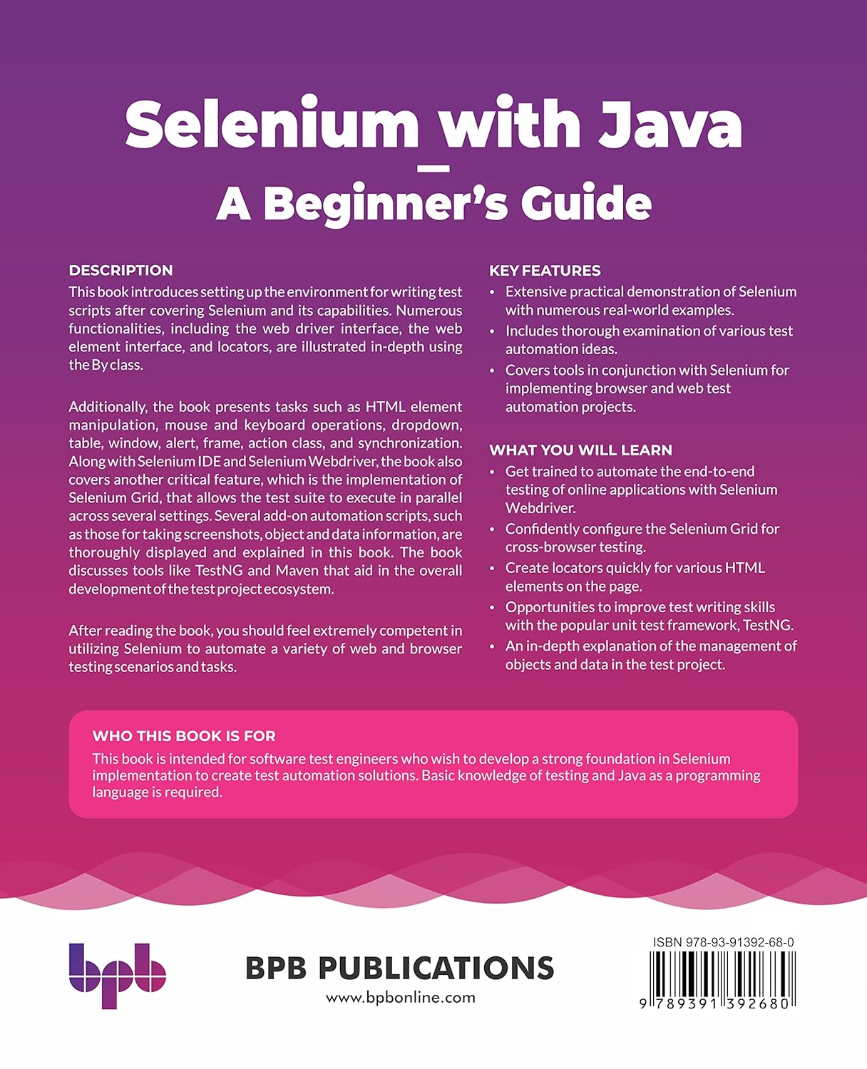 81EGqLLUHjL. SL1500 Selenium with Java – A Beginner’s Guide: Web Browser Automation for Testing using Selenium with Java (English Edition) Edu Expertise Hub Web Browsers