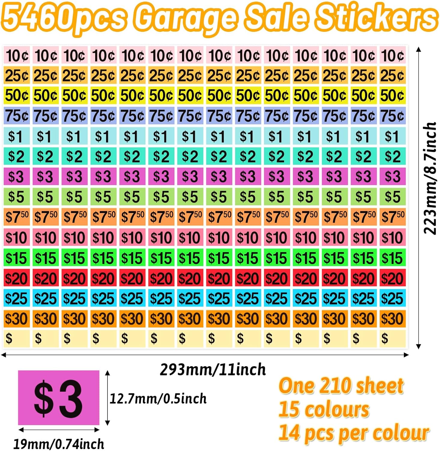81dqLyohOZL. AC SL1500 5460 Pcs Garage Sale Stickers, 1/2" X 3/4" Yard Sale Price Stickers Price Tags Stickers Rectangle Preprinted Price Labels for Fle Market Sale Edu Expertise Hub Marketing & Sales