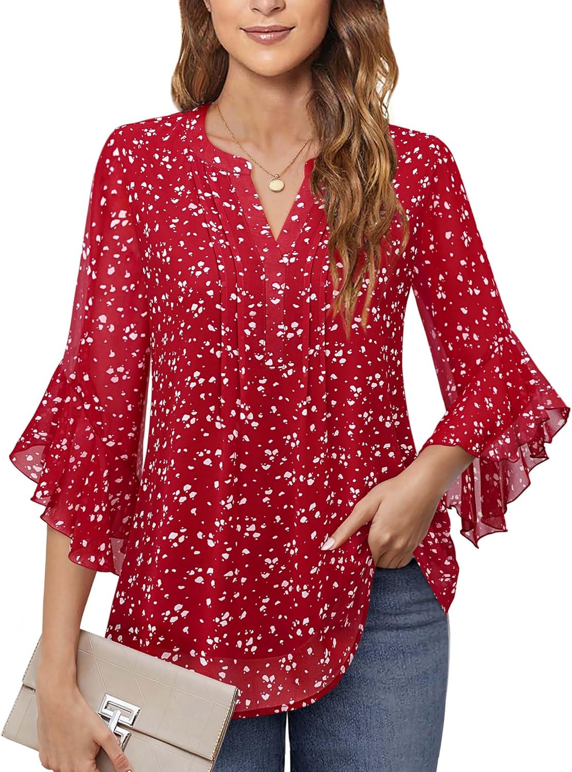 81wU THSaIL. AC SL1500 Timeson Women's 3/4 Sleeve Tops Dressy Casual Business Work Blouses Chiffon Office Shirts Edu Expertise Hub Women & Business