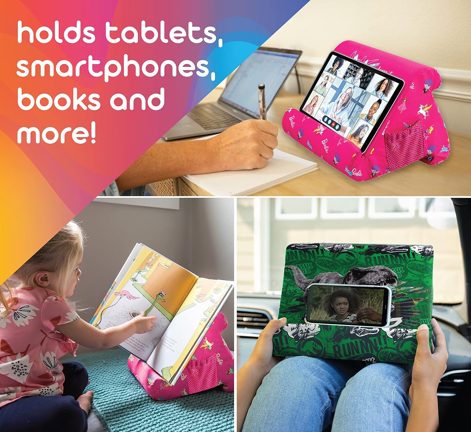 Flippy Tablet Pillow Stand - Cushion Tablet Stand & Holder, Bed Support for Lap and Desk, Compatible with Phone & Book Reading: Kindle, iPad Pro, iPhone & Samsung - Barbie Edu Expertise Hub Tablets & E-Readers