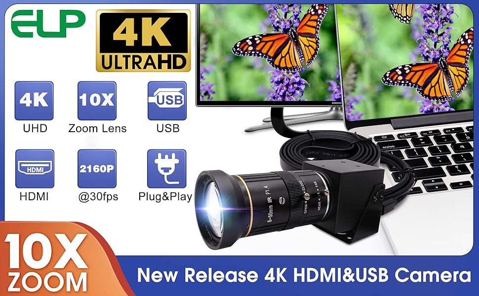 4K hdmi usb camera manual zoom webcam for computer