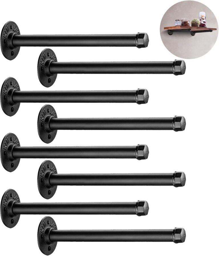 1748024999 61EXSMkhkKL. AC SL1500 Industrial Black Iron Pipe Shelf Brackets 8 Pack, Elibbren 13.7 Inch Vintage Wall Mount DIY Shelving Brackets, Rustic Home Pipe Decor Edu Expertise Hub Hardware & DIY