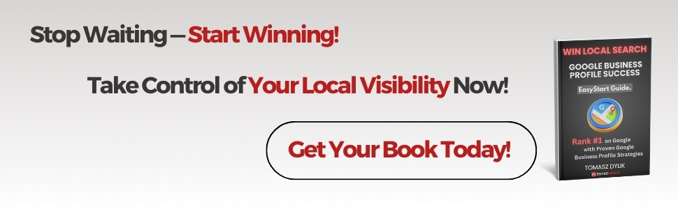 Call to action promoting the book 'Win Local Search