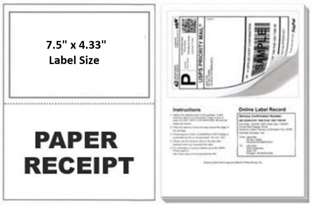 51FRgjPU7RL. AC SL1000 ProLine Labels for Click Ship PayPal/Ebay Compatible with USPS Labels with Paper Receipts for Laser/Ink Jet Shipping! Built in Tear Off Receipts! Edu Expertise Hub eBay