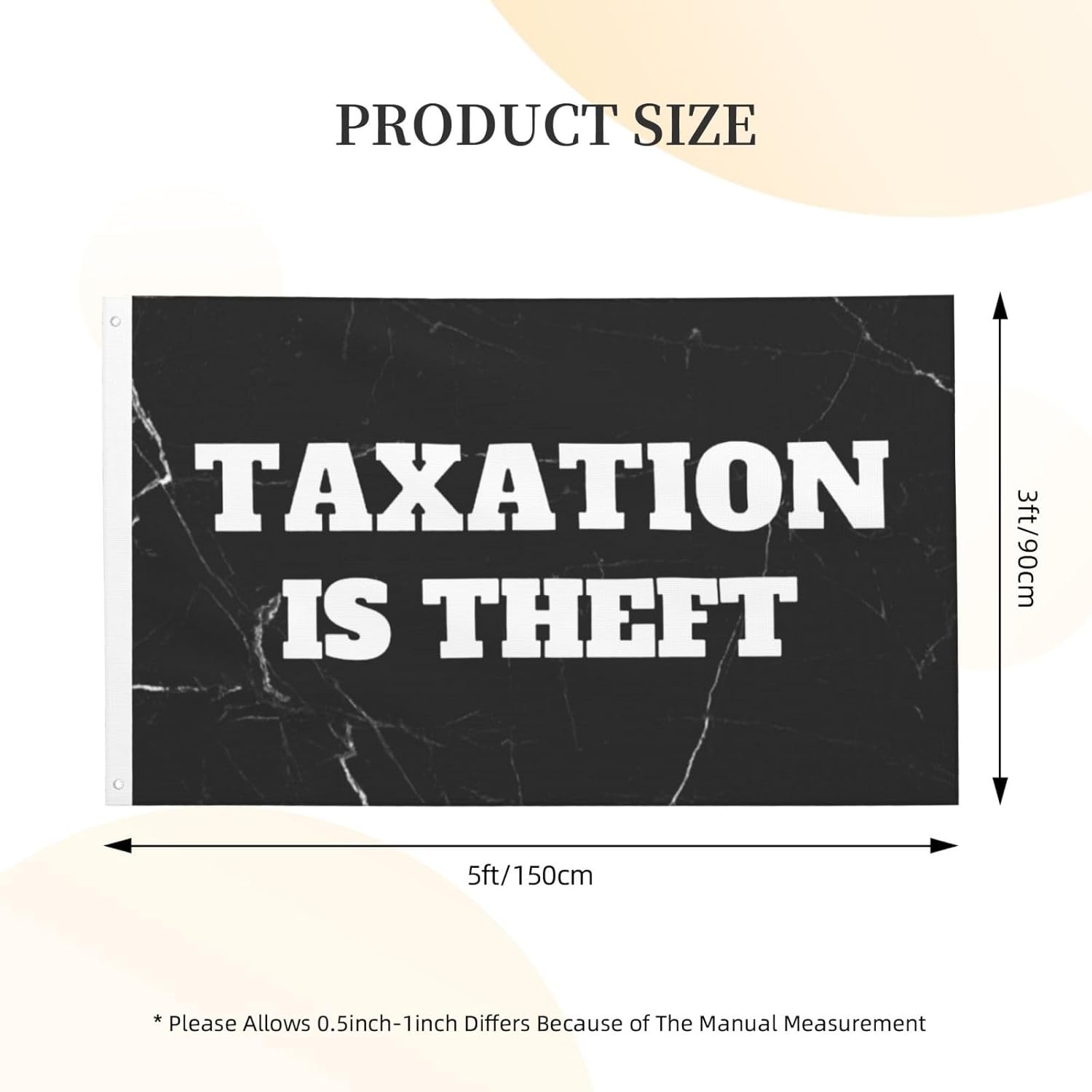 61F6i1aDetL. AC SL1500 Taxation Is Theft Double Sided Flag 3x5 FT Decoration Banner for Indoor And Outdoor, Black Edu Expertise Hub Taxation