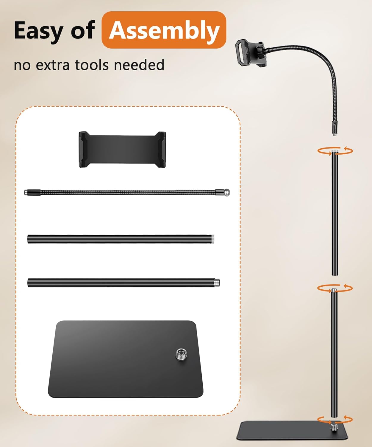 61af5v2pi1L. AC SL1500 iPad Floor Stand, Height Adjustable Tablet Floor Stand with Flexible Gooseneck, Overhead Tablet Stand for Bed, Compatible with iPad Mini Air Pro 12.9/9.7, Cell Phones, Kindle, Switch, E-Readers Edu Expertise Hub Tablets & E-Readers