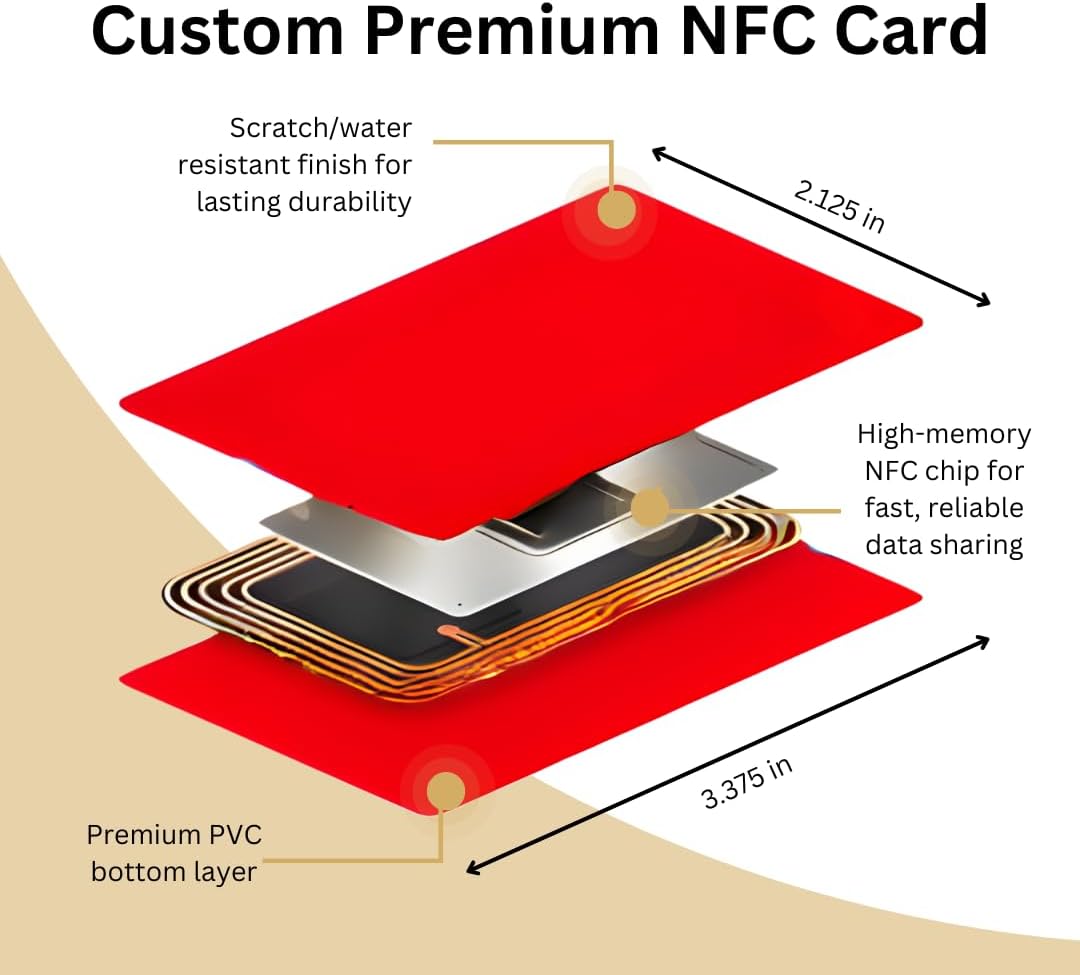 61fCyHrDraL. AC SL1080 Customizable Digital Business Card with QR Code and Tap to Share NFC Technology - Compatible with iPhone & Android- No App or Subscription Required (Red) Edu Expertise Hub Business Technology