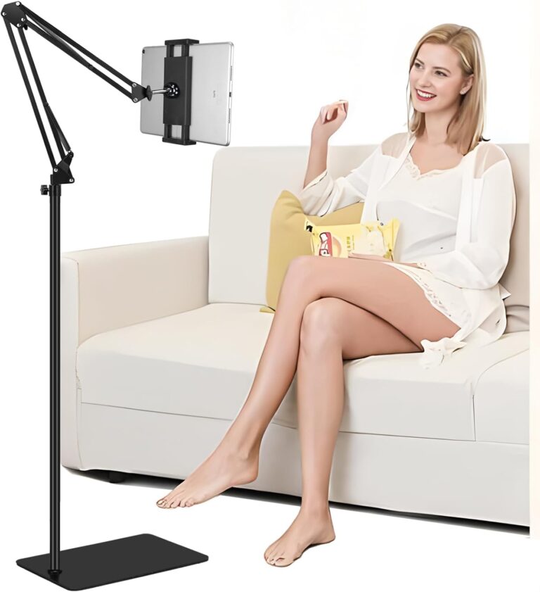 61nEBSFpL. AC SL1500 Tablet Floor Stand with Heavy Duty Base, Overhead Bed phone Stand Angle Height Adjustable Arm Stretchable Stand Holder, Compatible with iPad Mini Air Pro, Galaxy Tab, Kindle, E-Readers,Cell Phones Edu Expertise Hub Tablets & E-Readers