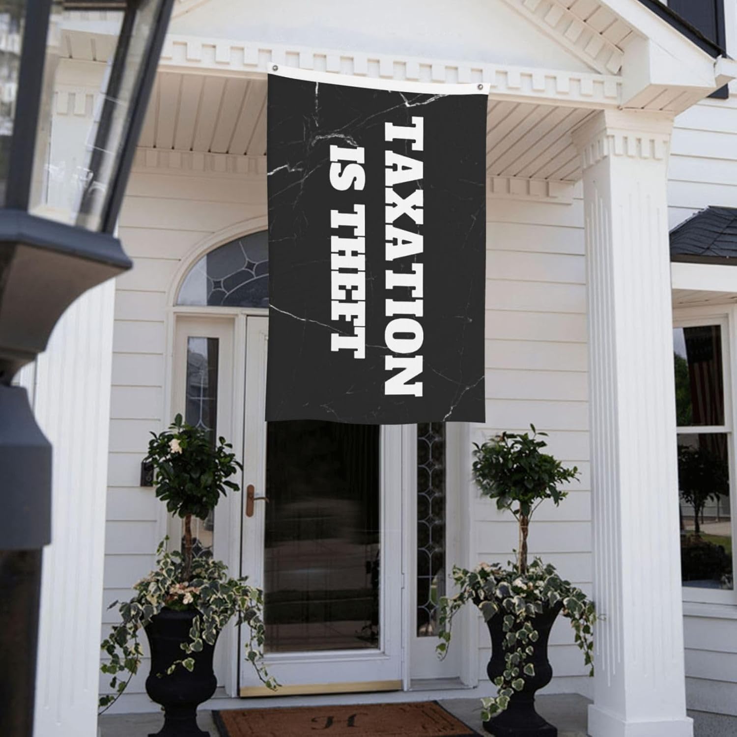 710aVCyWpGL. AC SL1500 Taxation Is Theft Double Sided Flag 3x5 FT Decoration Banner for Indoor And Outdoor, Black Edu Expertise Hub Taxation