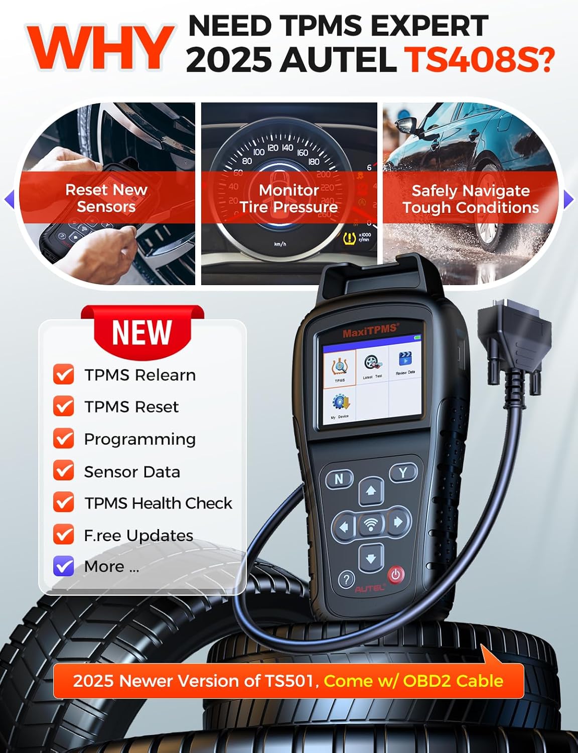 713p0o2iyWL. AC SL1500 Autel MaxiTPMS TS408S, 2025 TPMS Relearn Tool Work as TS501 PRO TS508WIF MK808S-TS MP900TS, OBD II Programming Scanner, OEM Sensor(315, 433Mhz) Relearn, Activation, TPMS Reset, Read Clear DTCs Edu Expertise Hub Programming