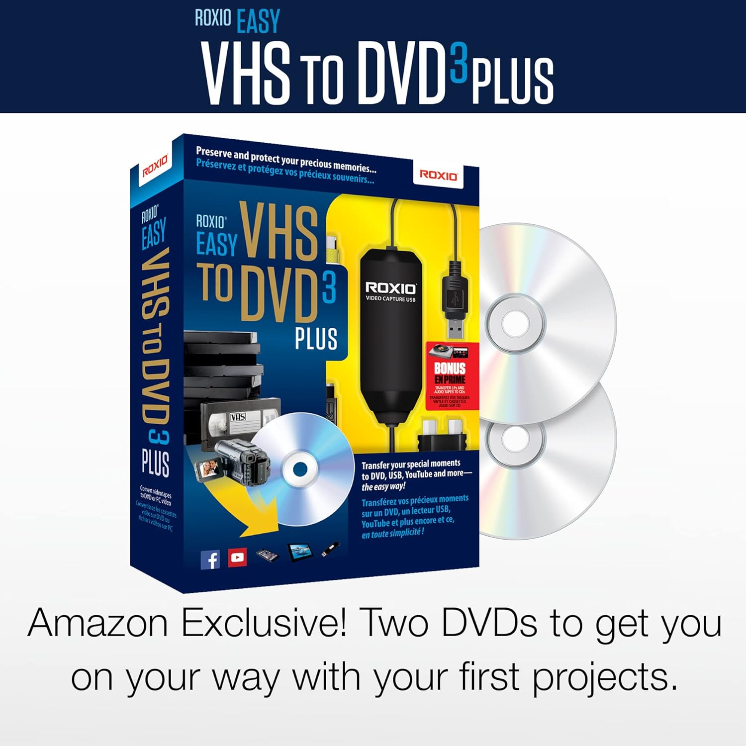 716JVs3ia1L. AC SL1500 Roxio Easy VHS to DVD 3 Plus | VHS, Hi8, V8 Video to DVD or Digital Converter | Amazon Exclusive 2 Bonus DVDs [Windows Disc] Edu Expertise Hub Software