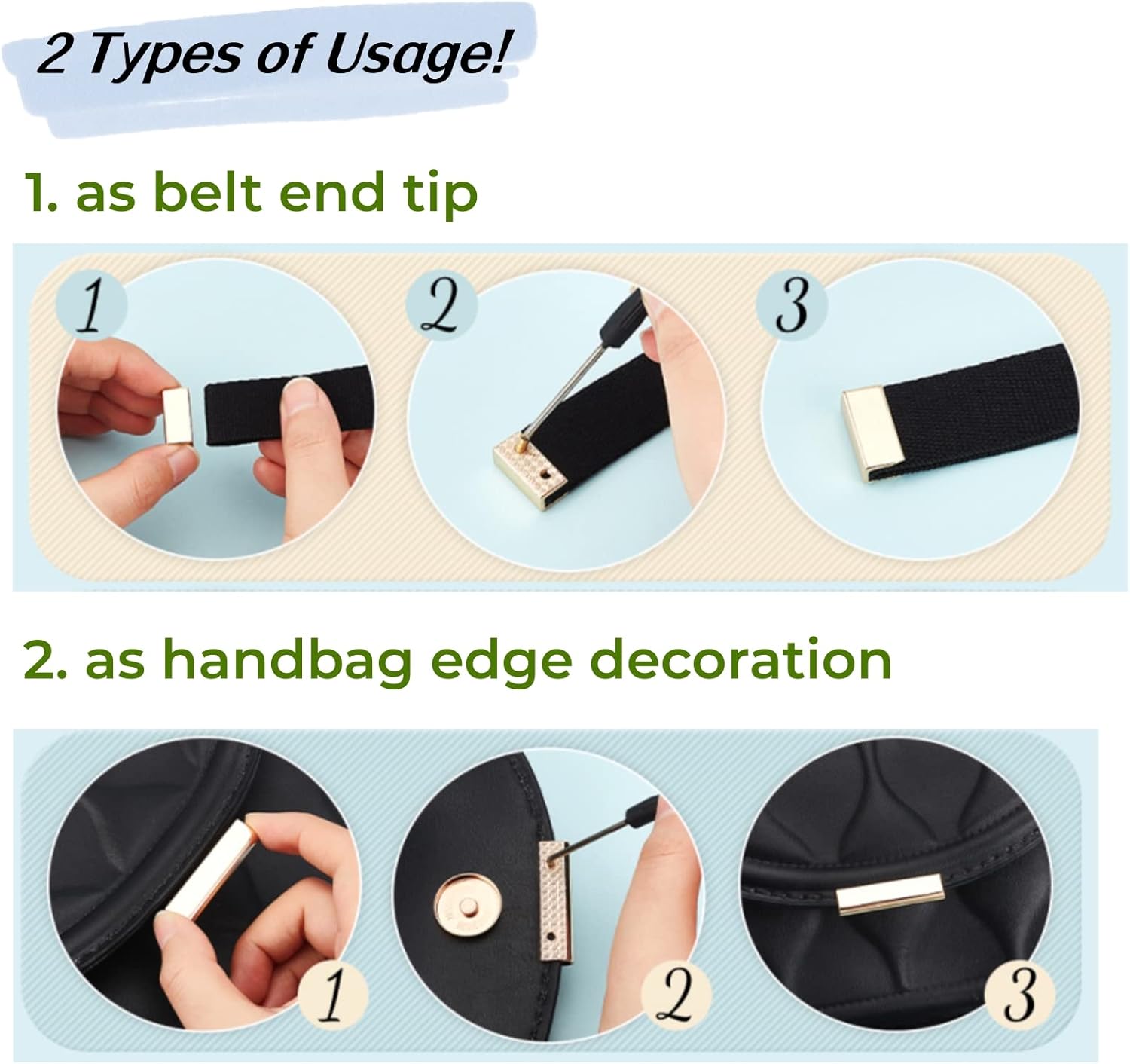 71AHE0yNGGL. AC SL1500 WADORN 18 Sets Metal Belt Tip with Screws, 1 Inch Long Bag Decorative Buckles for Purse Webbing End Clip Buckles Leather Handle Strap End Cover DIY Purse Making Hardware Accessories Edu Expertise Hub Hardware & DIY