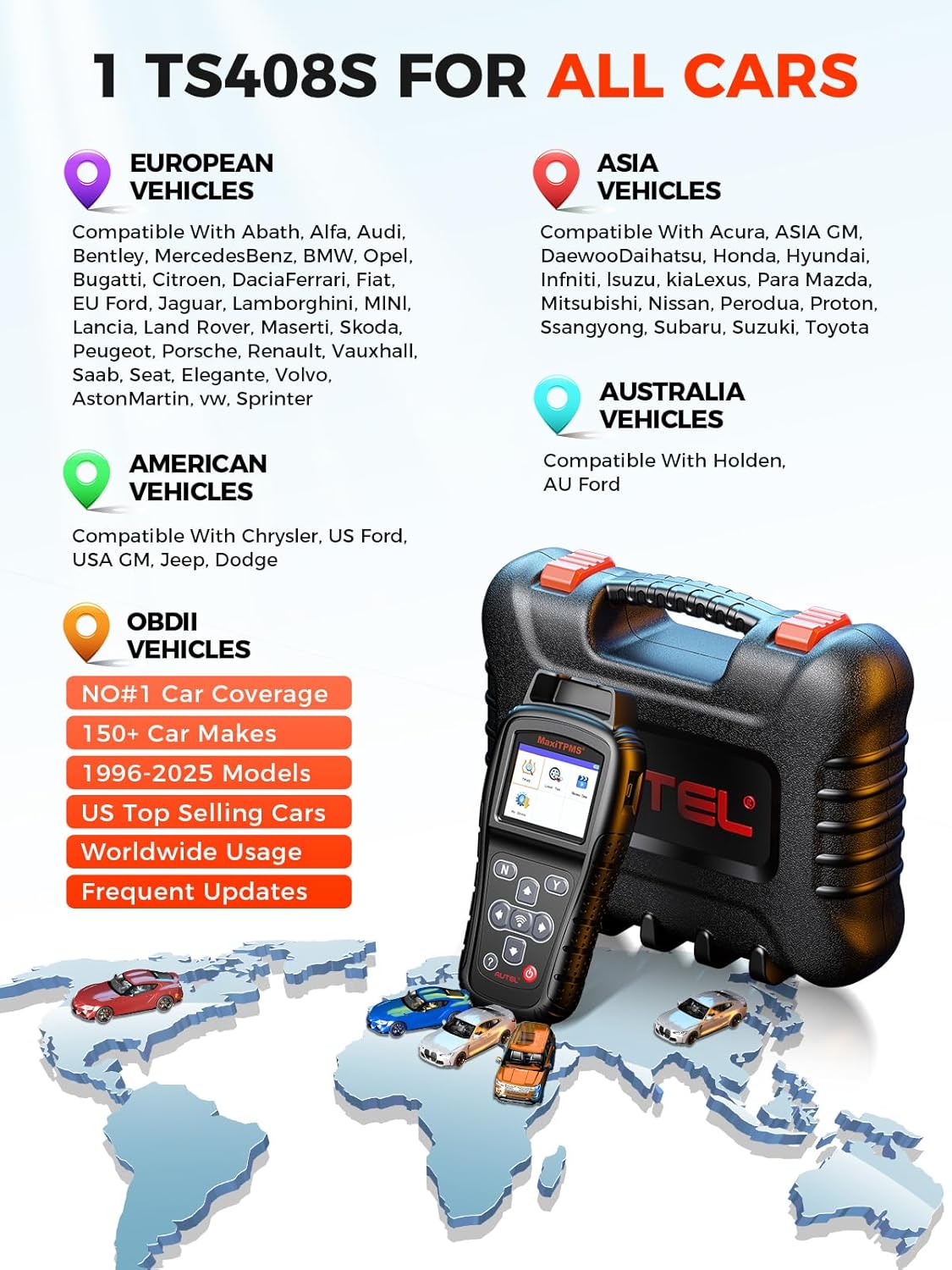 71GDG7h7A L. AC SL1500 Autel MaxiTPMS TS408S, 2025 TPMS Relearn Tool Work as TS501 PRO TS508WIF MK808S-TS MP900TS, OBD II Programming Scanner, OEM Sensor(315, 433Mhz) Relearn, Activation, TPMS Reset, Read Clear DTCs Edu Expertise Hub Programming