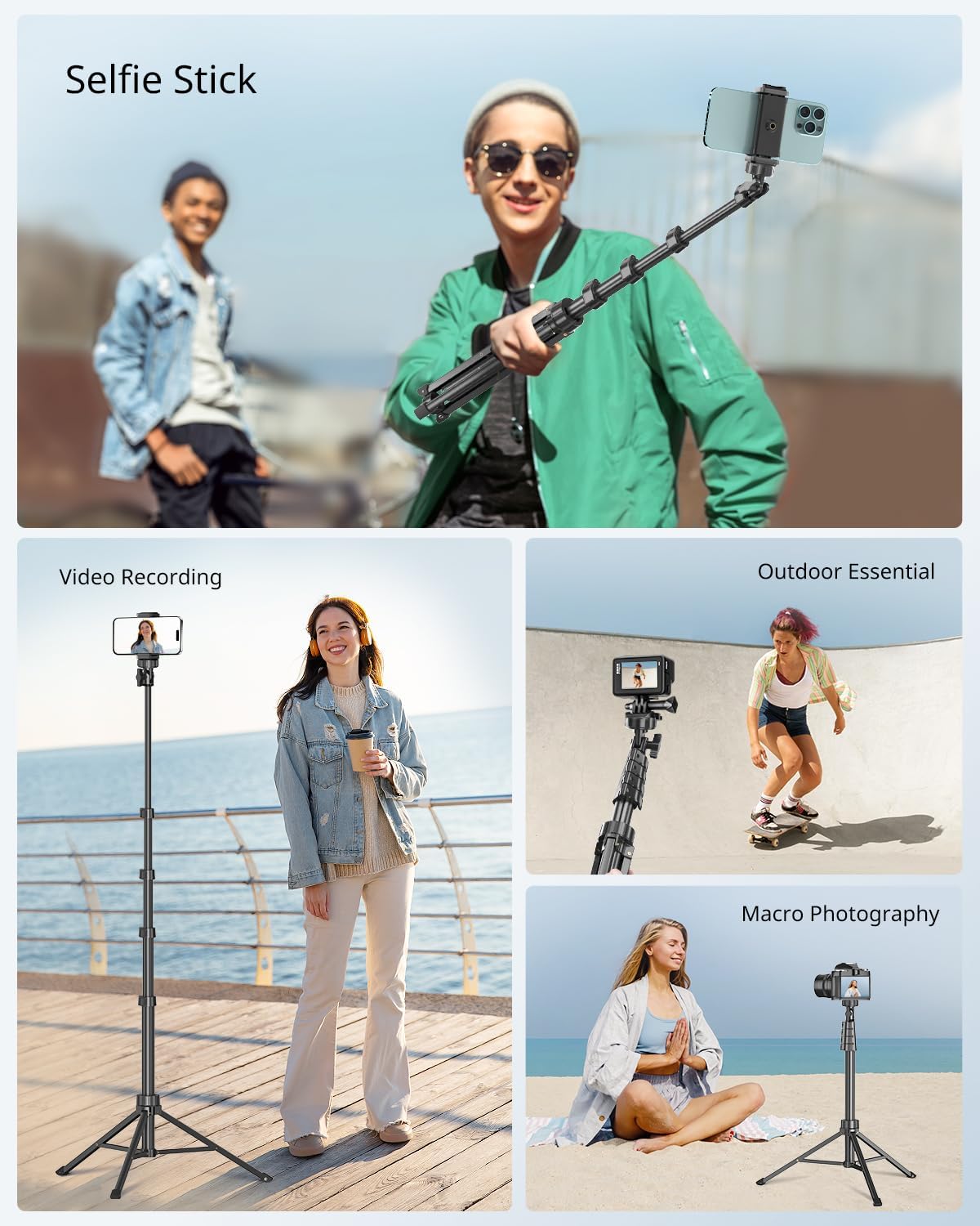 71QimTnJcDL. AC SL1500 SENSYNE 62" Phone Tripod & Selfie Stick, Extendable Cell Phone Tripod Stand with Wireless Remote and Phone Holder, Compatible with iPhone Android Phone, Camera Edu Expertise Hub Mobile phones