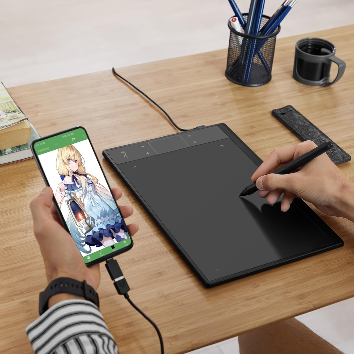71VqF1NL4AL. AC SL1500 VEIKK A30 V2 Drawing Tablet 10x6 Inch Graphics Tablet with 8192 Pressure Sensitivity Battery-Free Pen and Touch Pad, 4 Hot Keys Drawing Pad for Computer, Supports Mac Windows Android Linux Edu Expertise Hub Graphics & Design