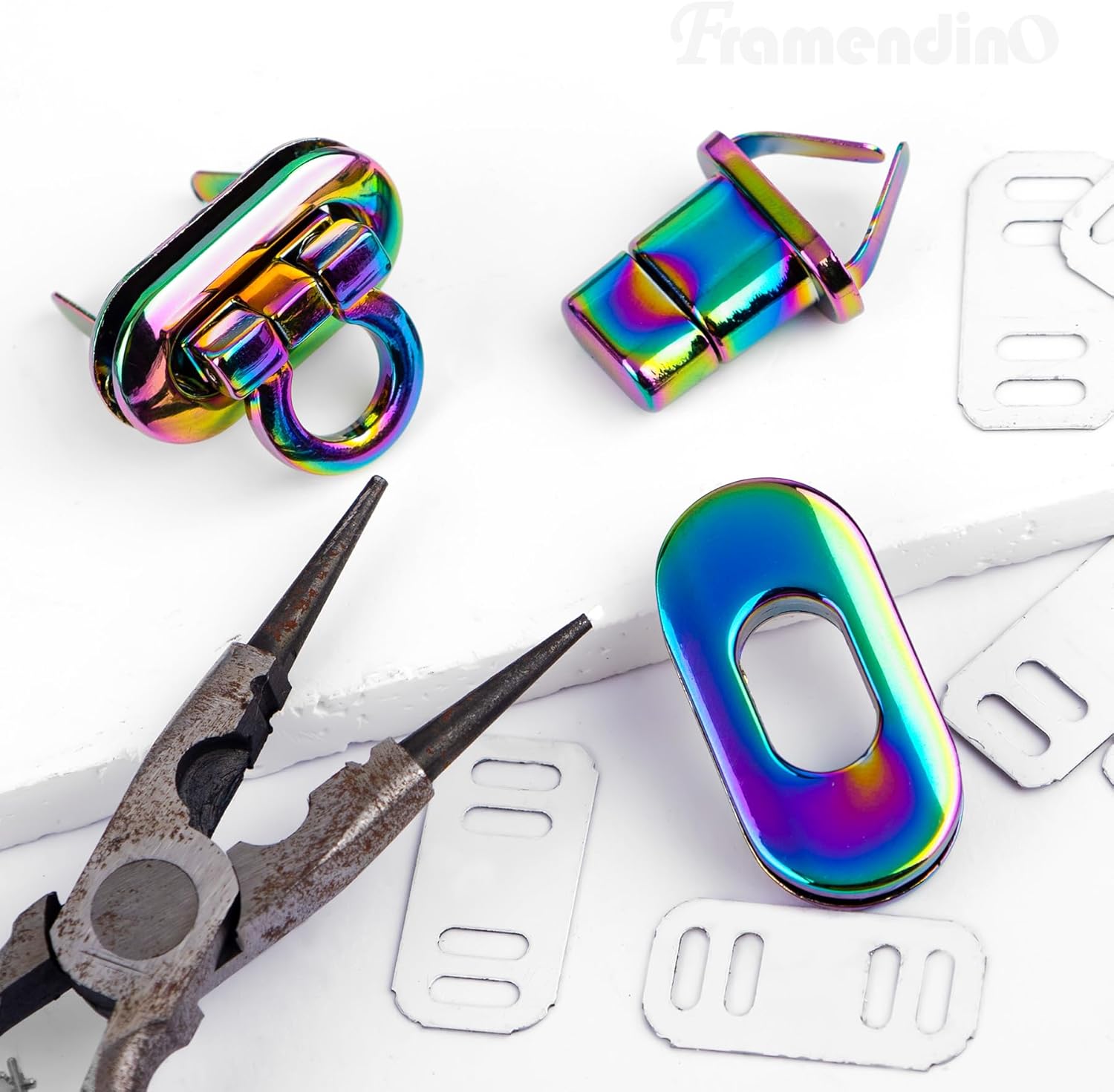 71WBD5BL JL. AC SL1500 Framendino, 4 Pack Rainbow Color Turn Lock Clasp Metal Hardware Buckles Twist Fasteners Purse Closure Latches for DIY Handbag Making Edu Expertise Hub Hardware & DIY
