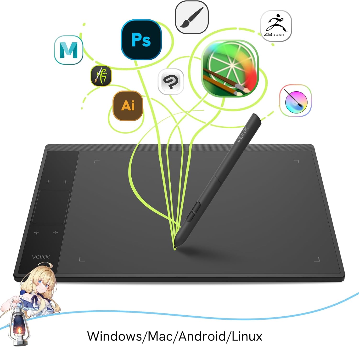 VEIKK A30 V2 Drawing Tablet 10x6 Inch Graphics Tablet with 8192 Pressure Sensitivity Battery-Free Pen and Touch Pad, 4 Hot Keys Drawing Pad for Computer, Supports Mac Windows Android Linux Edu Expertise Hub Graphics & Design