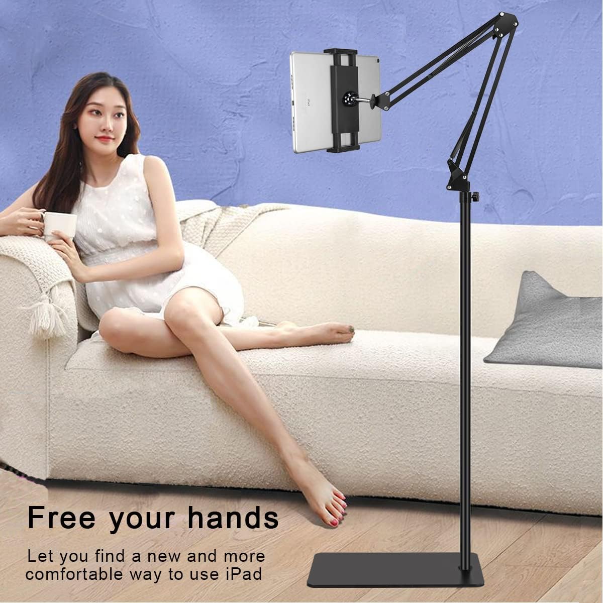 71sbPBgGSOL. AC SL1200 Tablet Floor Stand with Heavy Duty Base, Overhead Bed phone Stand Angle Height Adjustable Arm Stretchable Stand Holder, Compatible with iPad Mini Air Pro, Galaxy Tab, Kindle, E-Readers,Cell Phones Edu Expertise Hub Tablets & E-Readers