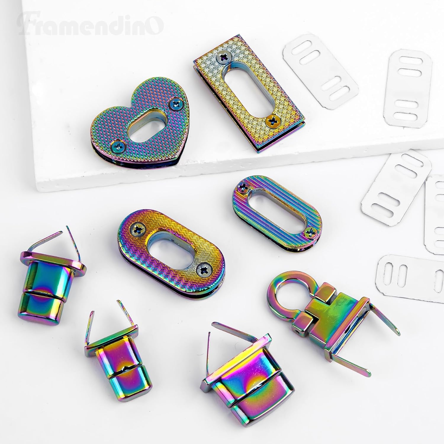 813djhpmFBL. AC SL1500 Framendino, 4 Pack Rainbow Color Turn Lock Clasp Metal Hardware Buckles Twist Fasteners Purse Closure Latches for DIY Handbag Making Edu Expertise Hub Hardware & DIY