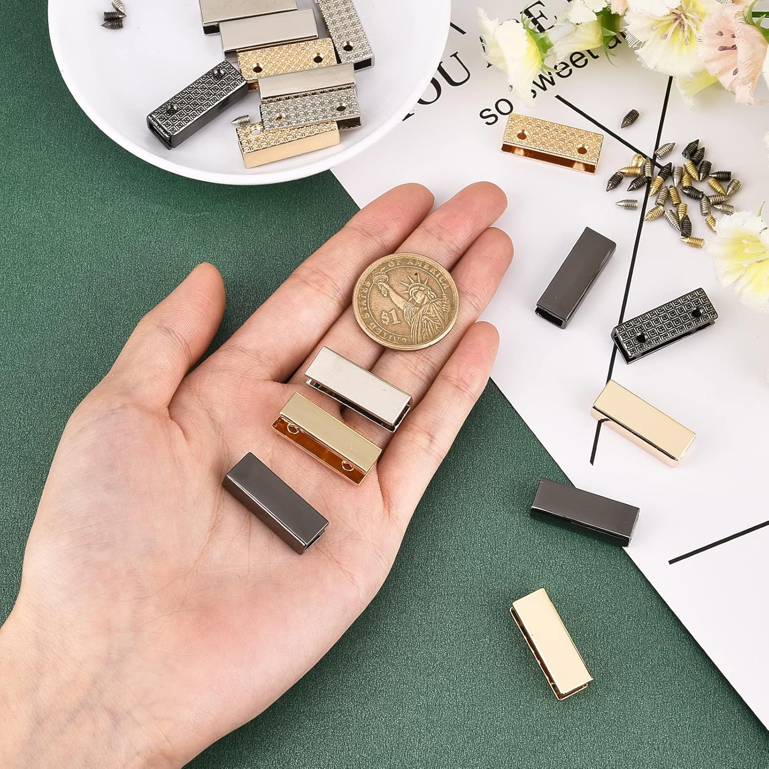 81BOlXUUiuL. AC SL1500 WADORN 18 Sets Metal Belt Tip with Screws, 1 Inch Long Bag Decorative Buckles for Purse Webbing End Clip Buckles Leather Handle Strap End Cover DIY Purse Making Hardware Accessories Edu Expertise Hub Hardware & DIY