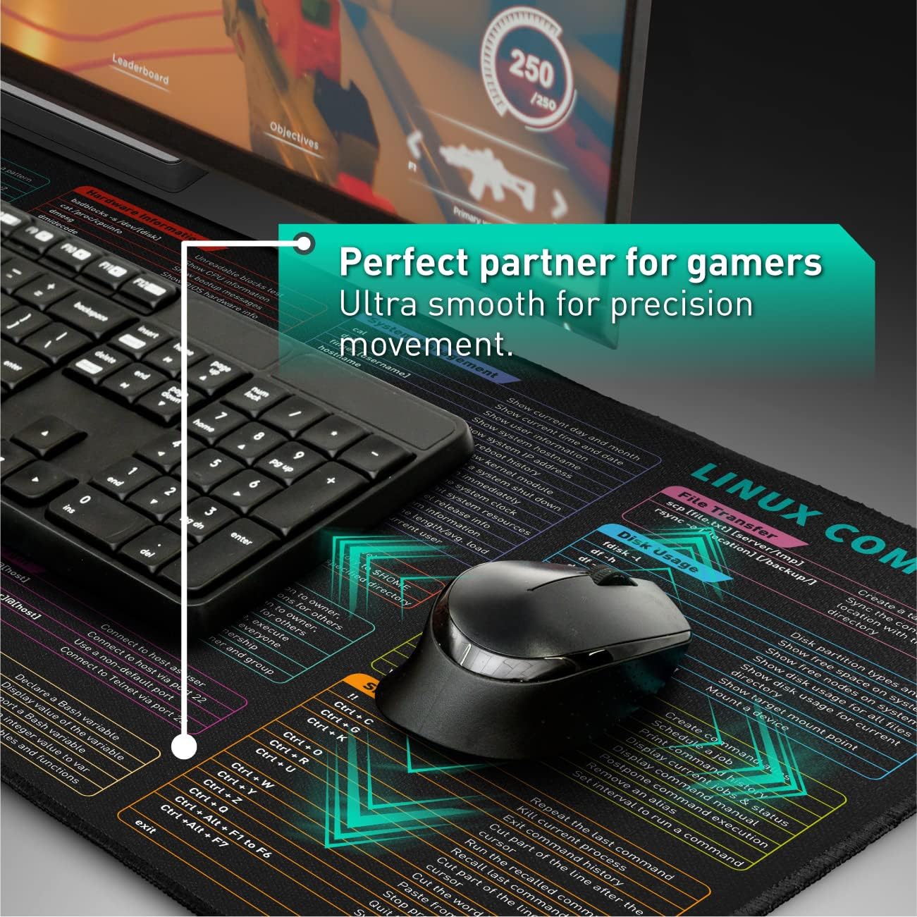 81DJn+S+k1L. AC SL1301 Linux Commands Line Mouse pad - Extended Large Cheat Sheet Mousepad. Shortcuts to Kali/Red Hat/Ubuntu/OpenSUSE/Arch/Debian/Unix Programmer. Non-Slip Gaming Desk mat Edu Expertise Hub Programming