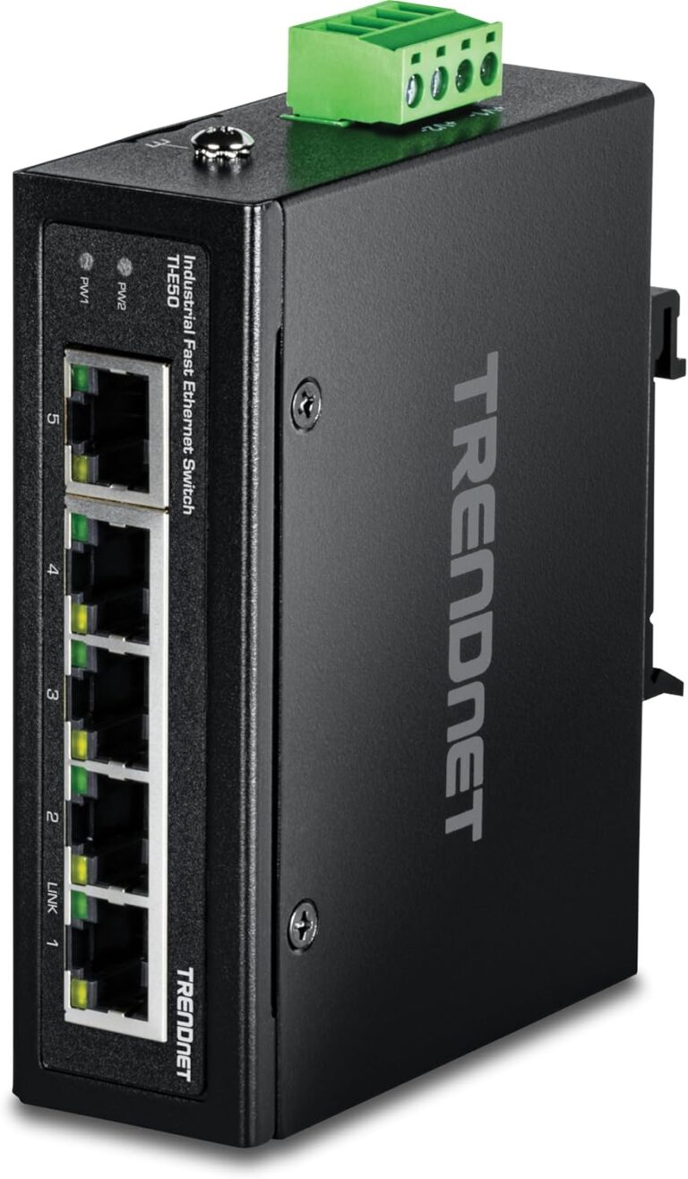 1749649296 71EPYT9qQCL. AC SL1500 TRENDnet 5-Port Industrial Fast Ethernet DIN-Rail Switch, TIE50, 5 x Fast Ethernet Ports, IP50 Rated, Extreme Temperature Operating Range, 1Gbps Switching Capacity, Lifetime Protection Edu Expertise Hub Industries