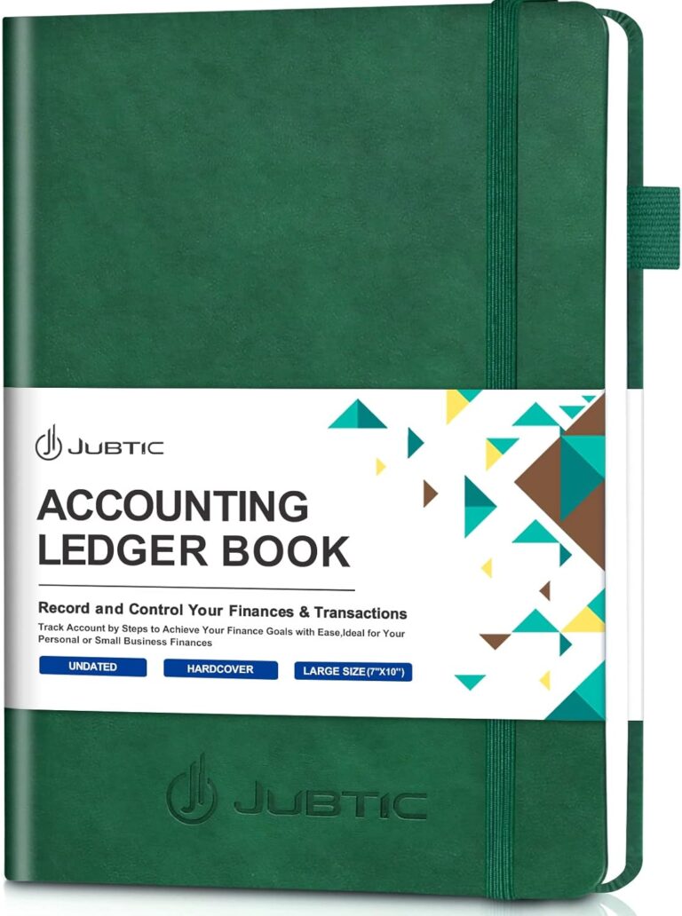 1750154396 71g0h25COxL. AC SL1500 JUBTIC Hardcover Accounting Ledger Book (7x10″) - Bank Accounting Log for Small Business Bookkeeping & Personal Use - Account Tracker Notebook Track Accounts, Deposit, Expenses & Balance (Dark Green) Edu Expertise Hub Accounting