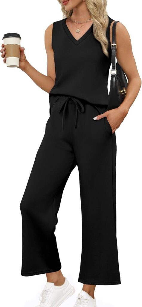 1750731419 61UJ2MHDpwL. AC SL1500 XIEERDUO Two Piece Sets for Women Summer Vacation Travel Outfits V Neck Lounge Matching Sets Edu Expertise Hub Women & Business