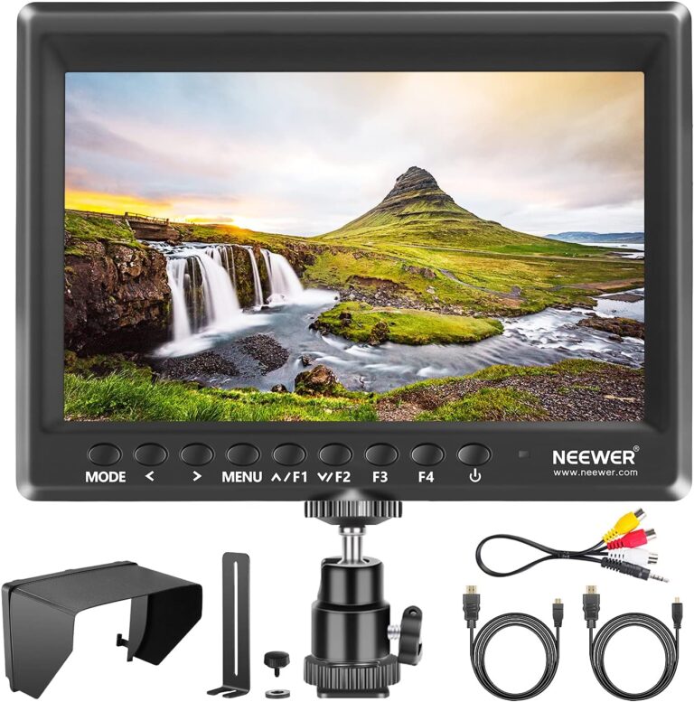 1750911285 71y4ojry9KL. AC SL1500 Neewer F100 7inch Camera Field Monitor HD Video Assist IPS 1280x800 HDMI Input 1080p with Sunshade and Ball Head for DSLR Cameras, Handheld Stabilizer, Film Video Making Rig (Battery Not Included) Edu Expertise Hub Digital Audio Video & Photography