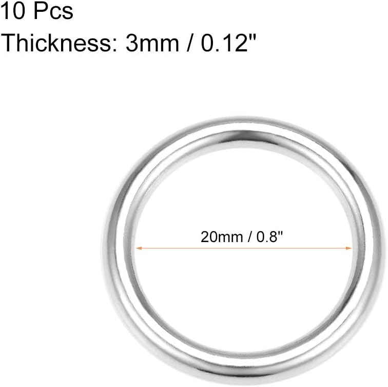 51jZjcFuKHL. AC SL1100 uxcell O Ring Buckle 20mm(0.8") ID 3mm Thickness Zinc Alloy O-Rings for Hardware Bags Belts Craft DIY Accessories, Silver Tone 10pcs Edu Expertise Hub Hardware & DIY