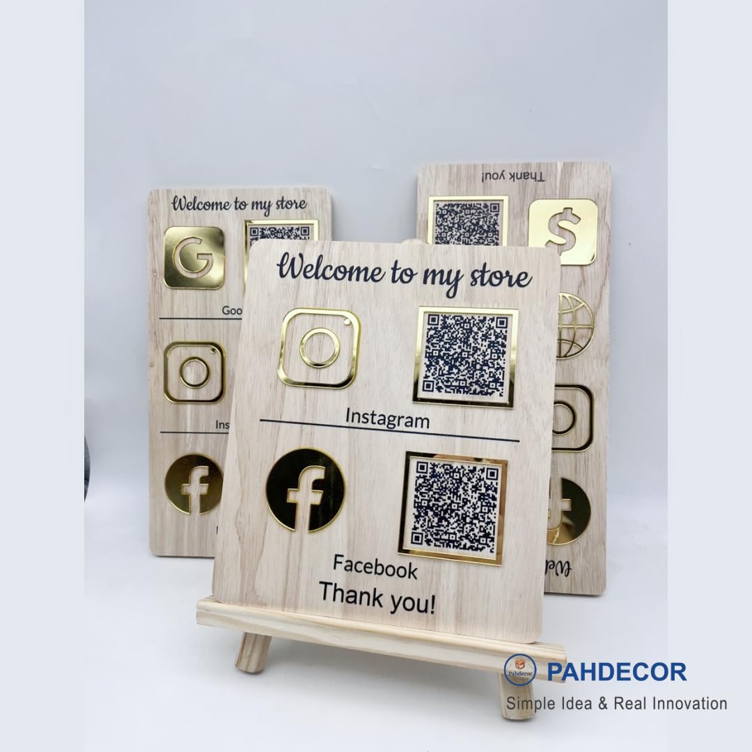 616wgOIQHwL. SL1080 Custom Wooden 3D Multi QR Code Sign Personalized Cashapp Venmo Instagram Facebook Social Media Business Scan to Pay Payment Sign Salon Beauty Hairdressers Beautician Plaque Edu Expertise Hub Social Media for Business